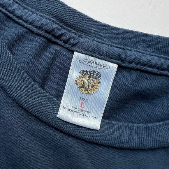 Ed Hardy Christian Audigier Skull Cobra Foil AOP T Shirt Y2K Streetwear Hype L - Picture 2 of 12